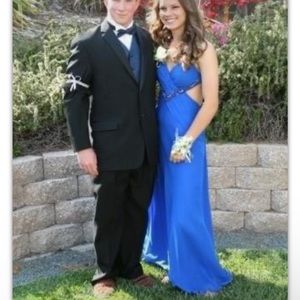 cache prom dress blue 4 Sequin Womens Wedding Formal Long Gown S M 2 6 H dance